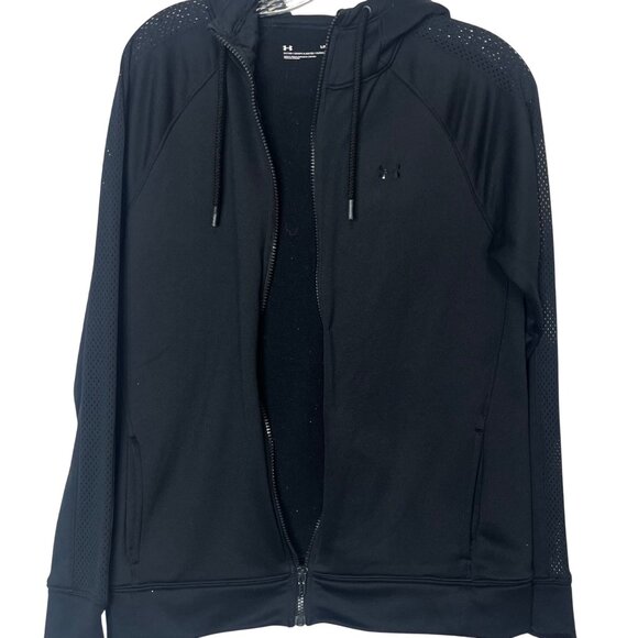 Under Armour Full-Zip Hoodie Jacket Men Large Black Activewear - Picture 5 of 11